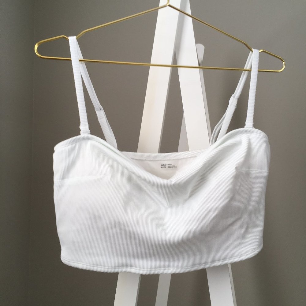Ribbed Longline Bandeau Bikini Top